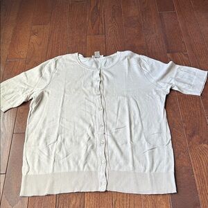 Ladies size large light tan short sleeve loft outlet cardigan